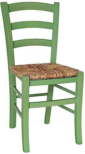 OKAFFAREFATTO MADDALONI Gartenstuhl Venedig grün mit Sitz aus Reisstroh