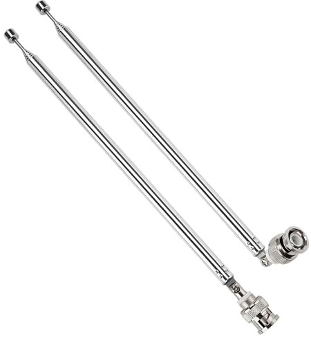 VooGenzek 2 Piezas 100cm 7 Secciones Antena Telescopica, FM Antena Telescópica Portátil, TV Antena de Radio Universal, con Conector BNC, para Dab Am/FM Recepción Estéreo