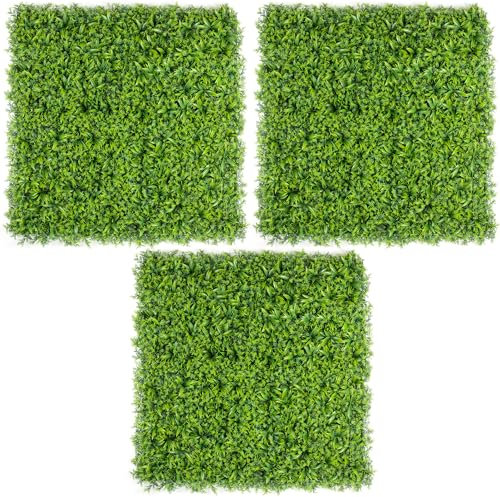 CHRISTOW Garden Foliage Artificial Living Wall Panels, Privacy Screening, Fence Covering Decoration, Indoor Outdoor, Waterproof UV Protected, 1m x 1m (3 Sets of 4 50cm x 50cm)