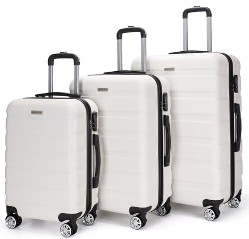 VERTICAL STUDIO 20 24 28 Koffer Reisekoffer 3er-Kofferset Trolley Mehrteilig mit Ziffern Kofferschloss aus Kunststoff (ABS) Vier Rollen (Trelleborg Creme)