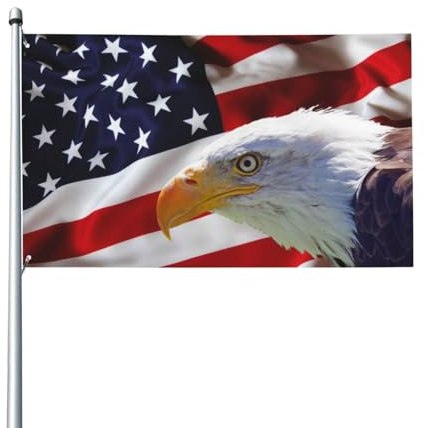 NIBABAEU Bandera decorativa de 60 x 90 cm, diseño de águila calva de Estados Unidos, decoración de jardín y césped
