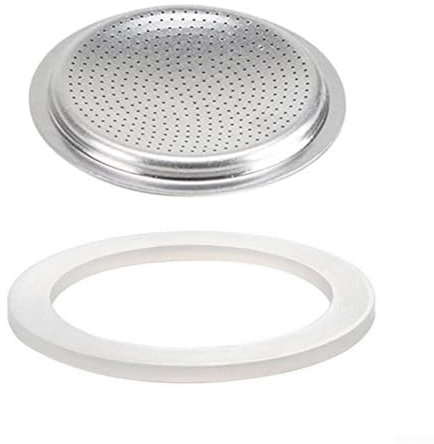 1 guarnizione in silicone di ricambio per caffettiera espresso da 1 a 12 tazze, filtro e filtro per caffettiera Express (1 tazza + setaccio)