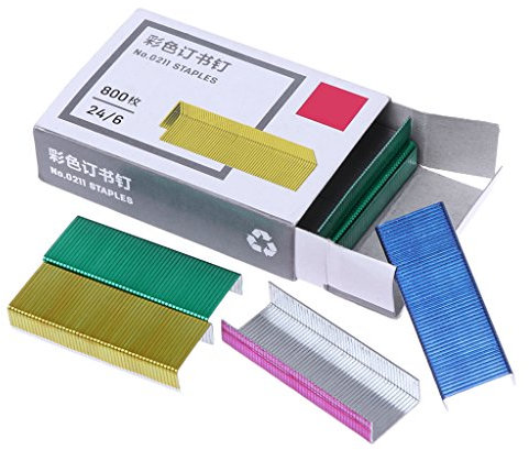 BYUTFA Heftklammern, 800 Stück/Box, 12 mm, für kreatives, buntes Metall, für Heftklammern, Büro, Schule, Bindung, Su