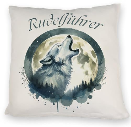 speecheese Wolf im Mondschein Rudelführer Kissen Heulender Wolf Natur Wildtier im Mondschein bei Nacht Mond Himmel Motiv