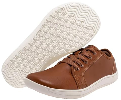 Tenis anchos y minimalistas para mujer, de piel, casuales, para caminar, con cordones, ligeros, cómodos, para mujer, zapatos casuales S, Brown, 38 EU