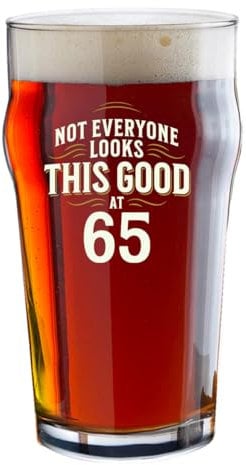 D Design Invent Print! 65th Birthday Beer Glass Gift Funny Printed Pint Glass Tankard Beer Mug for Men Women Age 65 Year Old Gift Idea Keepsake Happy Birthday - 570ml