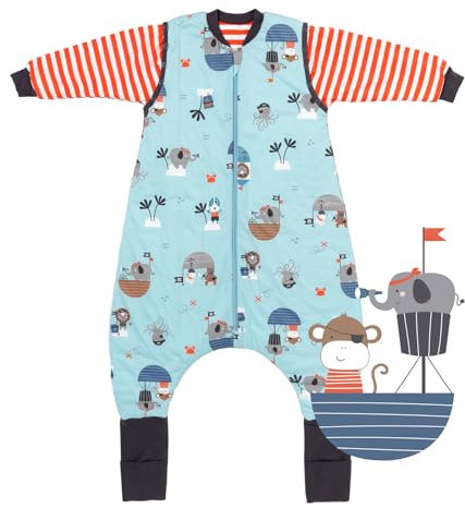 schlummersack Schlafsack mit Füßen ganzjährig 2.5 Tog 120 cm Pirat | Kinder Schlafsack mit Beinen und verlängerten Bündchen für eine Körpergröße 120-130cm | Ganzjahres Füßen 2.5 Tog