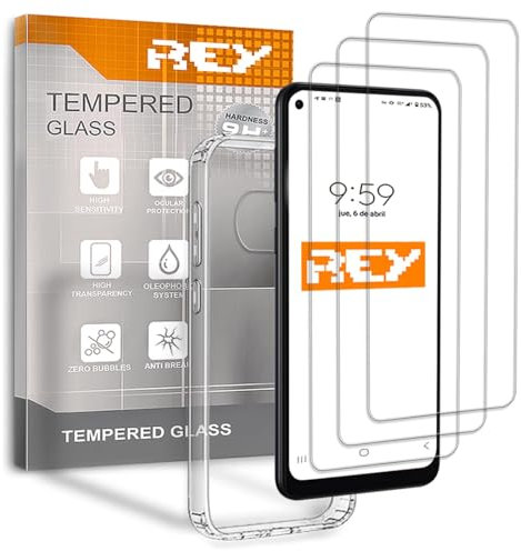 REY 3X Protector de Pantalla y Funda para XIAOMI Poco X3 NFC - Poco X3 Pro, Cristal Vidrio Templado y Silicona TPU de Alta Resistencia