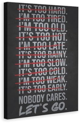 Leinwandposter Gym Nobody Cares Lets Go, Wandkunst, Schlafzimmer-Poster, Wohnzimmer-Dekor, Poster, Büro, Wohnheim, Dekoration, Geschenke, Rahmen-Stil, 60 x 90 cm