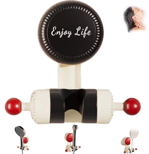 Adjustable Suction Cup Shower Holder, Handheld Shower Head Holder, No Drilling Required, Shower Head Suction Cup Holder, Suitable for Home Bathroom (Black)