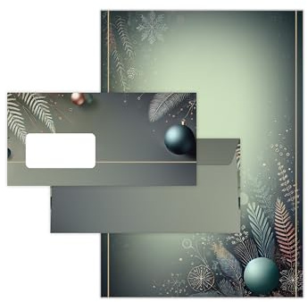 Briefpapier Weihnachten Weihnachtsbriefpapier mit Umschlag Umschlägen mit Fenster Weihnachtspapier A4 für Kunden (150 Blätter + 150 Umschläge)
