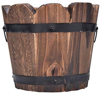 Kleines Retro-Holzrohr - Eimer Sukkulenten Pflanzgefäße | Holzfässer Blumenkübel Blumentopf | Halbe Fass-Pflanzgefäße aus Für Draußen | Leg Sukkulenten Blumentopf