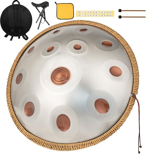 440 Hz Steel Drum 12 Töne 22 Zoll Hand pan Instrument Handpan Music D-Moll - Für Erfahrene Spieler Konzipierte Handpan, Ideal Für Meditationsenthusiasten & Band-Ensemblespiel & Live-Auftritte