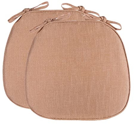 Outdoor Sitzkissen 40x40, halbrunde Stuhlauflage im Landhausstil, waschbar, oval, Esszimmerstuhlkissen, abnehmbarer Bezug, Küchenstuhlkissen, Beige