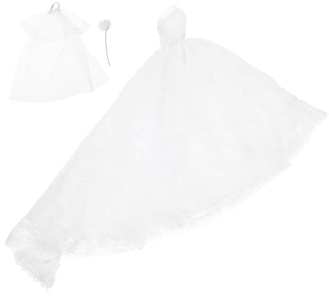 Milisten 1 Satz Puppen Hochzeitskleid mit Schleier Wiederverwendbares Brautkleid für Puppen für Familienaktivitäten und DIY Projekte zu Geburtstagen und Feiertagen