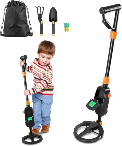 FIVMEN Garten Metalldetektoren für Kinder Metallsuchgerät Profi Detektor LCD-Display mit ABS Lang Handgriff, Wasserdicht Suchspule & Tragtasche Metalldetektor für Kinder Anfänger, 1008