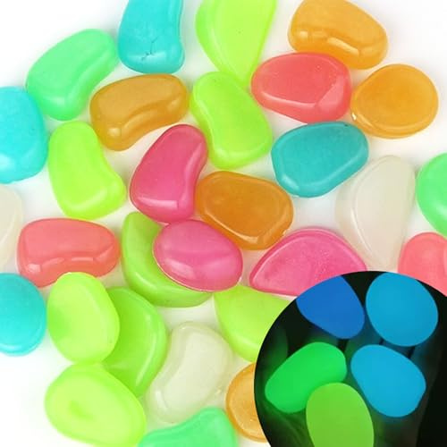 Piedras Luminosas 25 Unidades 4,5 cm Grandesy Coloridas-Multicolor | brillan en la oscuridad, ideales para decorar jardines, pasarelas, plantas, macetas, acuarios y más