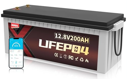 Lifepo4 200AH 12V Batterie mit Bluetooth, Lithium Batterie 12V 200AH mit 200A BMS,8000 Zyklen Deep Cycle,Perfekt für Auto Camping Wohnwagen,Wohnmobil,Solar
