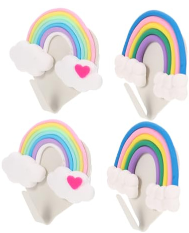 Toyvian 4 Stück Selbstklebende Wandhaken Wolke Regenbogen Motiv Niedliche Kleiderhaken ohne Bohren Stabile Aufbewahrung für Taschen Hüte Handtücher Dekorativer Wandaufhänger für Zuhause