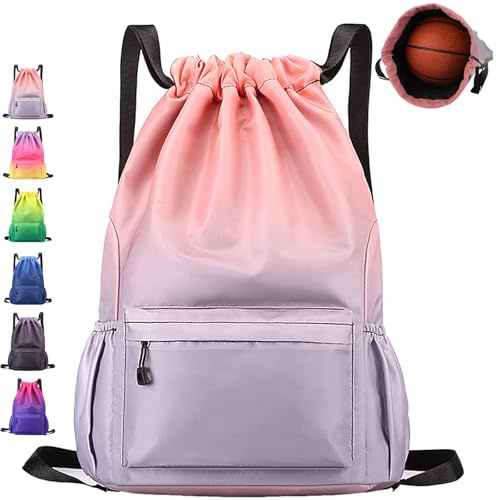 AUNGKWANG Turnbeutel Sportbeutel Mädchen Jungen, Wasserdicht Colour Gradient Sports Bag, Große Kapazität Beutel mit Kordelzug Rucksack, Sportrucksack, Kordelzugbeutel Turnbeutel Herren Damen