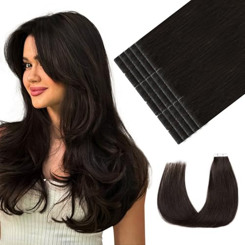 Youngsmile Invisie Edge Tape Extensions Echthaar, #2 Dunkelbraun 30g 35cm | 20 Stk Injection Tape in Echthaar natürlich und unsichtbar, Glatte Nahtloses Remy-Echthaar – langlebig, wiederverwendbar