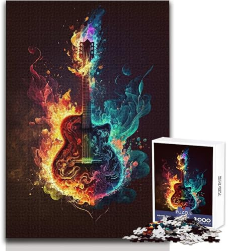 1000 Piece Jigsaws for Adults Puzzle Guitar Fire Improve Memory Brain Teaser Game Secret Santa Gifts 38x52cm(1000 pcs)
