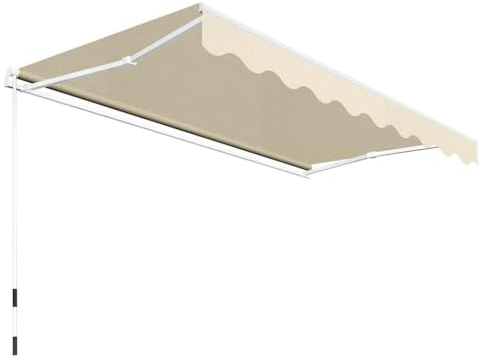 Telaio per tenda da sole, 4 x 3 m, in alluminio, con sistema di avvolgimento automatico, resistente alle intemperie, impermeabile, per balcone, terrazza, giardino, con struttura a braccio articolato e