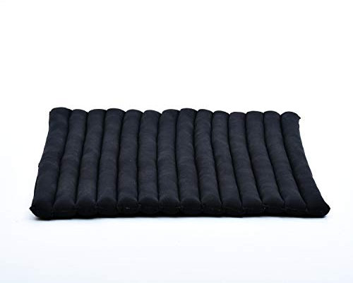 Leewadee Zabuton Rollbare Meditations-Matte Tragbare Sitzmatte Ökologisches Naturprodukt, Kapok, 70 x 70 cm, Schwarz