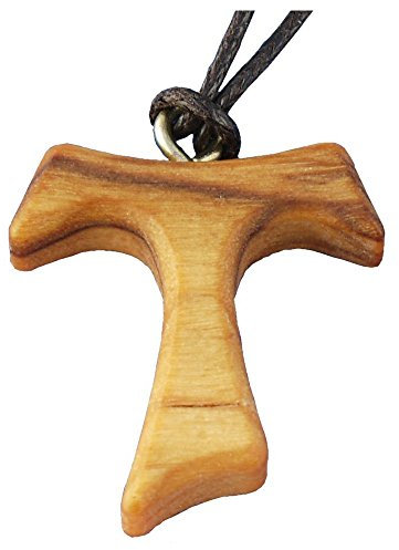 Junker Kirchenbedarf Croix Tau sur cordon en bois d'olivier - croix de communion - 15mm