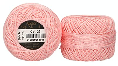 Anchor Embroidery Thread, 100% Cotton, Light Rose, Thickness 8, 82 m, 16