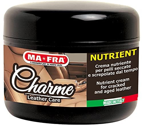 Ma-Fra, Charme Nutrient, Crema Nutriente e Detergente per Interni Auto in Pelle, Ideale per Pulizia, Riduce Grinze e Decoloramento, Effetto Anti-Invecchiamento, Confezione da 150 ml