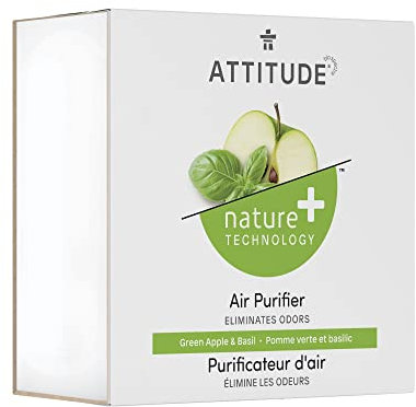 ATTITUDE Odor Eliminator with Activated Carbon, Plant-Based Air Purifier, Vegan, Green Apple & Basil Scent, 227 grams