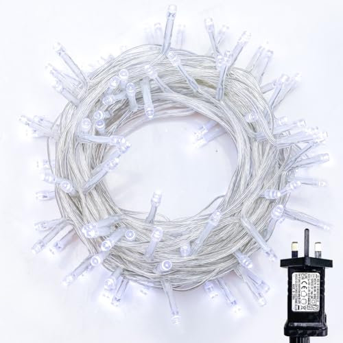WISD Christmas Fairy Lights - 200 LED 22.8M Xmas Tree Lights with Timer and Memory - Indoor Outdoor String Lights Mains Powered for Garden Bedroom Party Decoration (Cool White)