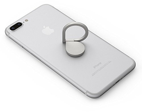 Kronya - 360 Grad drehbarer Smartphone Fingerhalter - Halter Halterung Ständer - Kompatibel mit Apple iPhone Samsung Galaxy - Modell MTKAB (Silber)