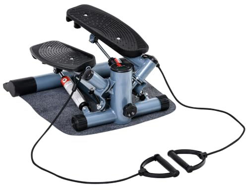 HOMCOM Mini Stepper Step Machine with Resistance Bands and Cushion Mat