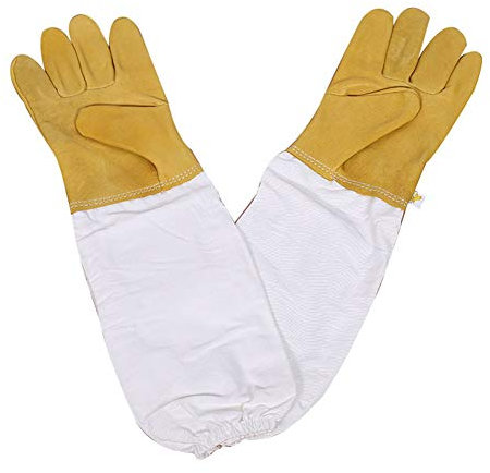 Guanti di Apicoltura, Guanti Protettivi in Pelle di pecora Maniche lunghe Durevole perfetto per l'apicoltore principiante (giallo)