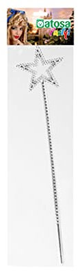 ATOSA varita plateada de princesa 34 cm con estrella