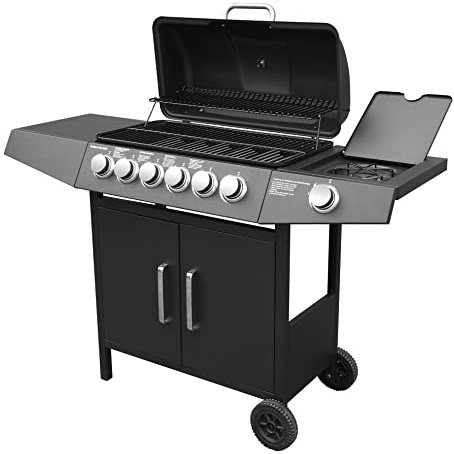 Barbacoa de gas para exteriores 6 + 1 quemador Barbacoa de piedra volcánica