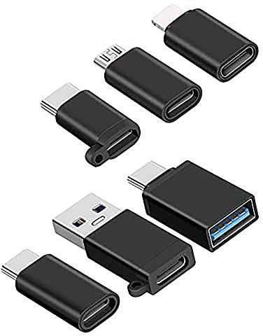 USB-C adapter, Micro-USB to USB-C adapter, USB-C to USB-A adapter, USB-C to USB 3.0 adapter for Google Pixel Dell XPS, Huawei More 6-pack