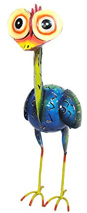 Emu Gartenfigur ca. 30 cm Airbrush bunt Gartentier Teelichthalter Windlicht Vogel-Skulptur Gartendeko