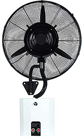 Ventilatore con nebulizzatore a Parete, Ventola di Raffreddamento centrifuga Industriale, Ventola di nebulizzazione per Interni/Esterni, Alta Potenza, Tutto Metallo, Serbatoio per Acqua Bianca