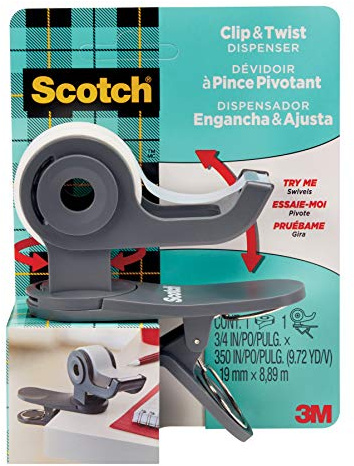 Scotch Klebebandabroller für den Schreibtisch, Clip and Twist, Dunkelgrau