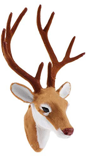 VANKOA Plüschtier Hirschkopf Plüschtrophäe Hirsch Trophäe Weihnachtsdeko Hirschgeweih