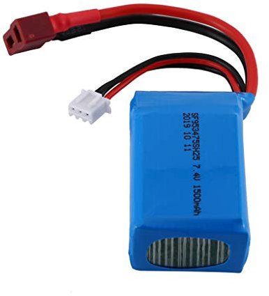 Dinglong 7.4V 1500mAH Batterie Fiche T pour WLTOYS A959-B/A969-B/A979-B/144001 RC Voiture