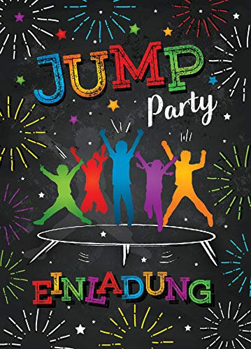 JuNa-Experten 8 Einladungskarten zum Kindergeburtstag Jump Trampolin Mädchen Junge Einladungen Geburtstag