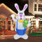 ISAKEN 1.9M Aufblasbarer Hase für Ostern, Outdoor Dekoration Partydekoration, Aufblasbarer Osterhase mit LED-Licht, Oster-Urlaubsdekorationen für Garten, Rasen