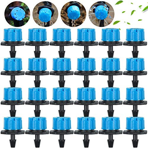 Kalolary 100pcs Gocciolatore Irrigazione a Goccia Kalolary, regolabile micro sistema di irrigazione a goccia irrigatori irrigazione anti-clogging emettitore dripper giardino Supplies