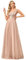 Ever-Pretty Robe de Soirée Scintillante Femme Longue Col en V sans Manche Trapèze à Paillettes Tulle Or Rose 42