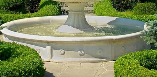 Casa Padrino Barock Springbrunnen Umrandung Weiß Ø 265 x H. 40 cm - Runde Gartenbrunnen Umrandung - Brunnen Umrandung - Prunkvolle Gartendeko im Barockstil