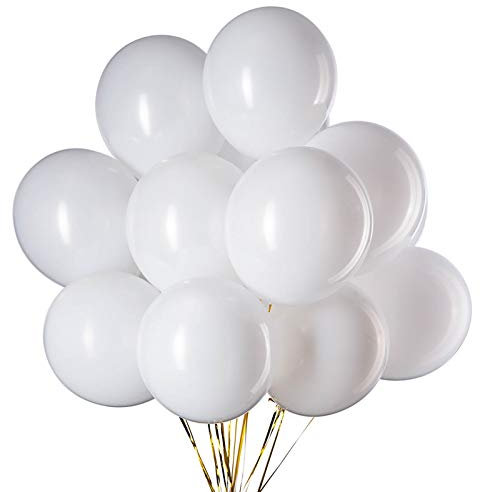 12 Zoll Luftballons Weißer Helium,50 Stücke Latex Ballons Ø 30 cm für Hochzeit Valentinstag Geburtstag Taufe Kommunion Party Deko